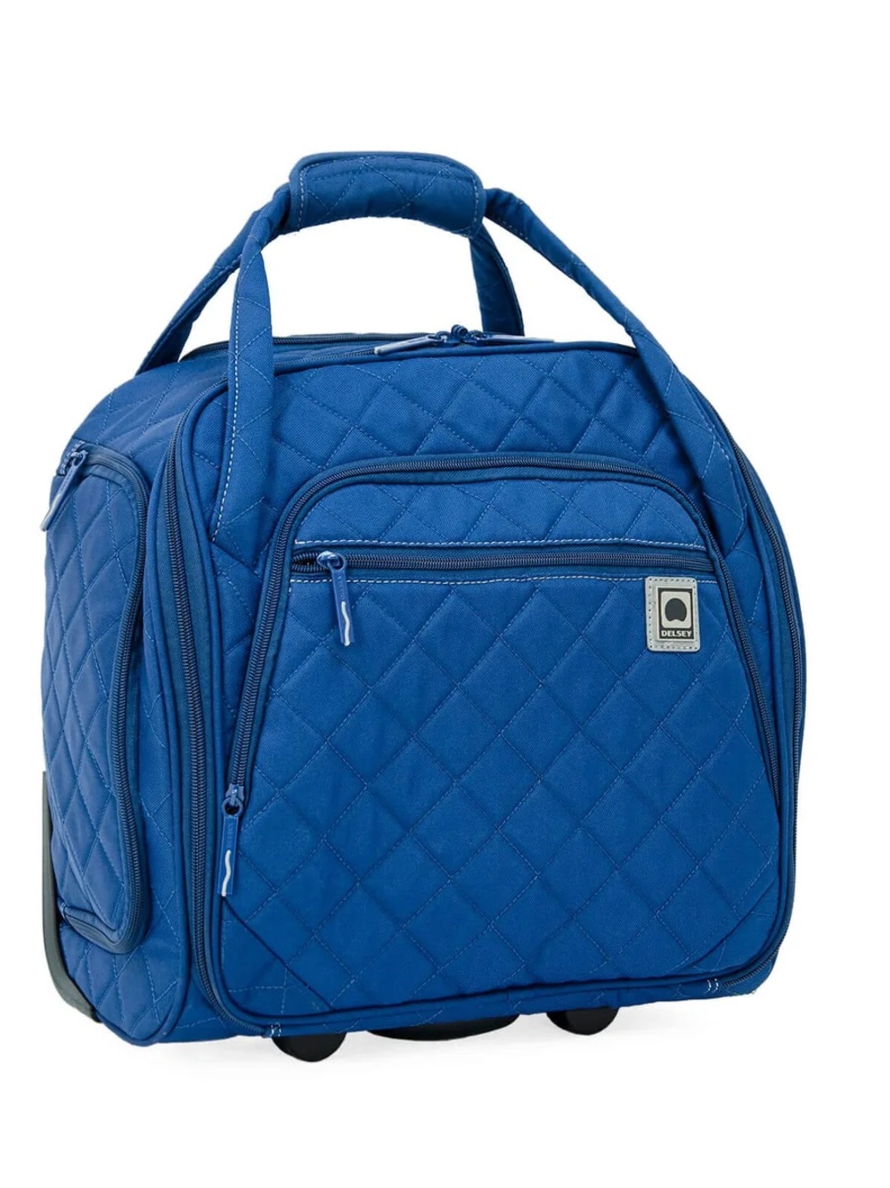 DELSEY Paris 2-wheeled Quilted Navy Blue Travel Weekender Rolling 15” Bag